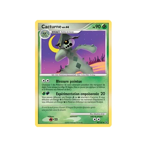 Carte Cacturne - Peu commune (Brillante) de Pokémon Platine 42/127