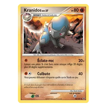 Découvrez Kranidos, carte Peu commune (Brillante) de la série Platine