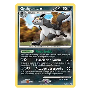 Grahyena 54/127 : Joyau Peu commune (Brillante) de l'extension Pokémon Platine