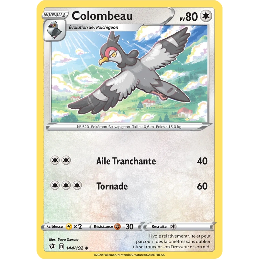 Carte Colombeau - Peu commune (Brillante) de Pokémon Épée et Bouclier Clash des Rebelles 144/192