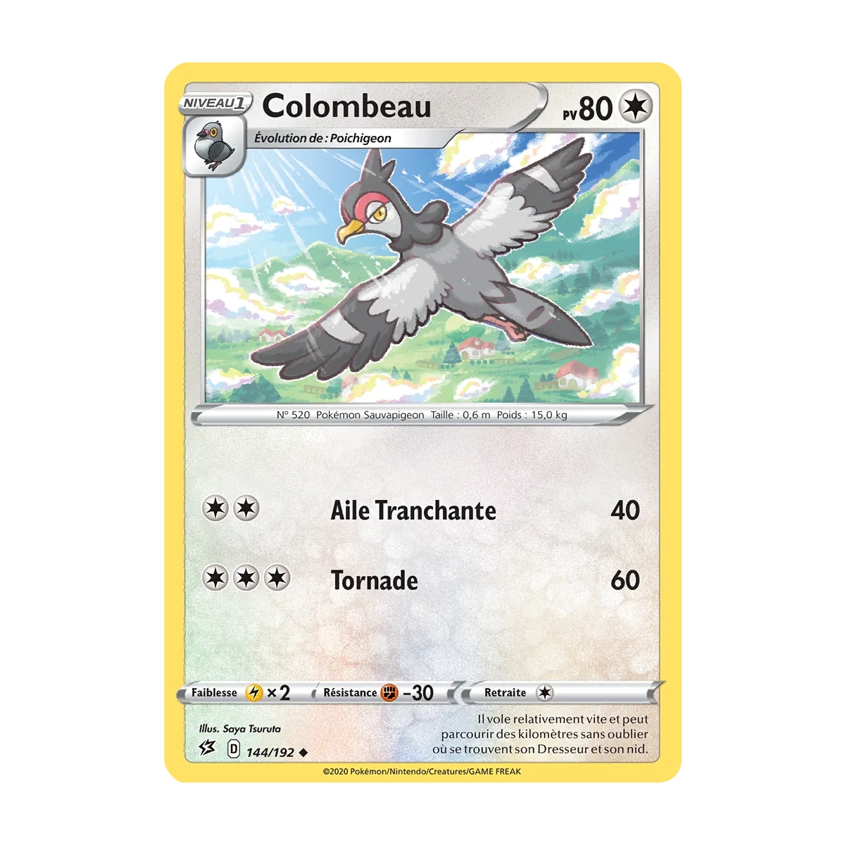 Carte Colombeau - Peu commune (Brillante) de Pokémon Épée et Bouclier Clash des Rebelles 144/192