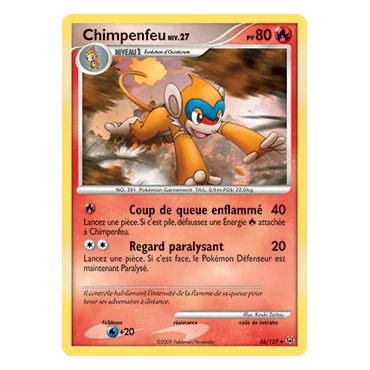 Carte Chimpenfeu - Peu commune (Brillante) de Pokémon Platine 56/127