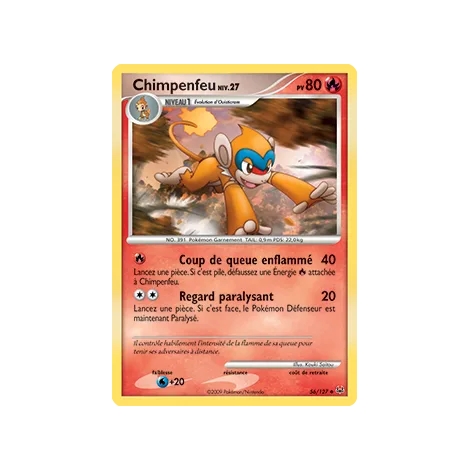 Carte Chimpenfeu - Peu commune (Brillante) de Pokémon Platine 56/127