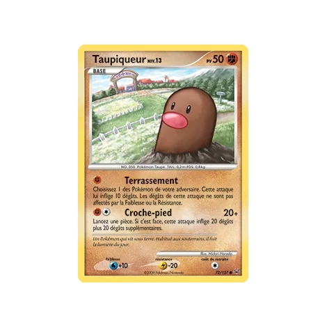 Carte Taupiqueur - Commune (Brillante) de Pokémon Platine 72/127