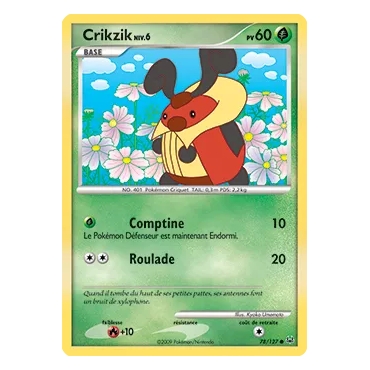 Carte Crikzik - Commune (Brillante) de Pokémon Platine 78/127