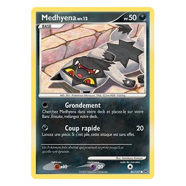 Carte Medhyena - Commune (Brillante) de Pokémon Platine 86/127