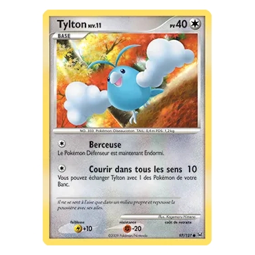 Carte Tylton - Commune (Brillante) de Pokémon Platine 97/127