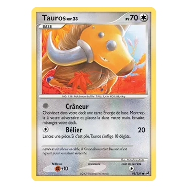 Tauros 98/127 : Joyau Commune (Brillante) de l'extension Pokémon Platine