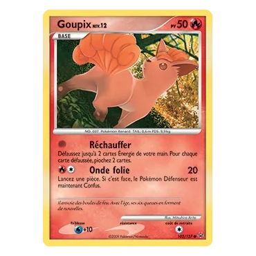 Goupix 102/127 : Joyau Commune (Brillante) de l'extension Pokémon Platine