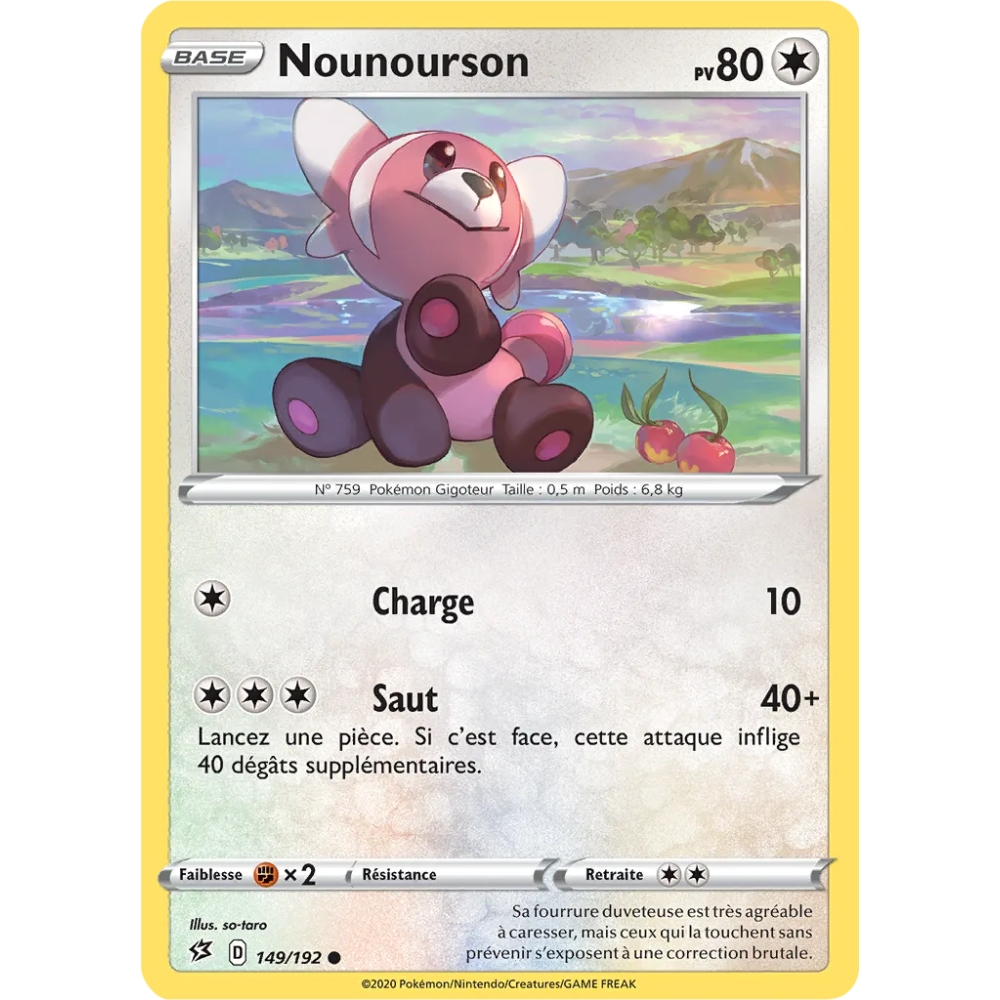 Nounourson 149/192 : Joyau Commune (Brillante) de l'extension Pokémon Épée et Bouclier Clash des Rebelles