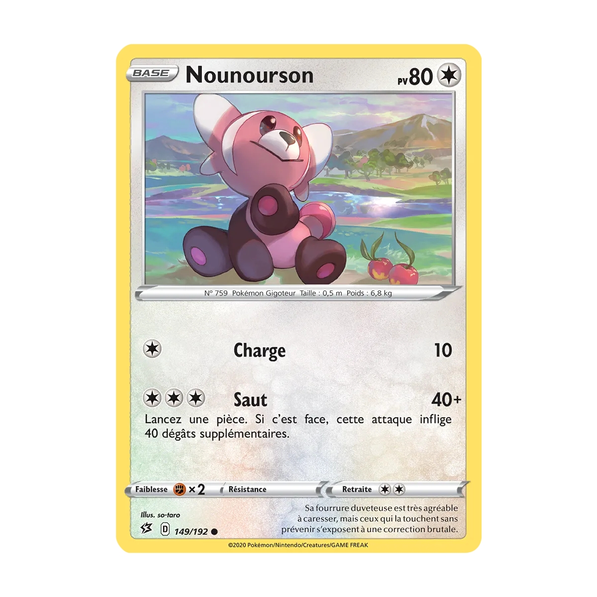 Nounourson 149/192 : Joyau Commune (Brillante) de l'extension Pokémon Épée et Bouclier Clash des Rebelles