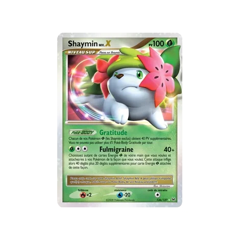 Découvrez Shaymin NIV.X, carte Holographique rare NIV.X de la série Platine