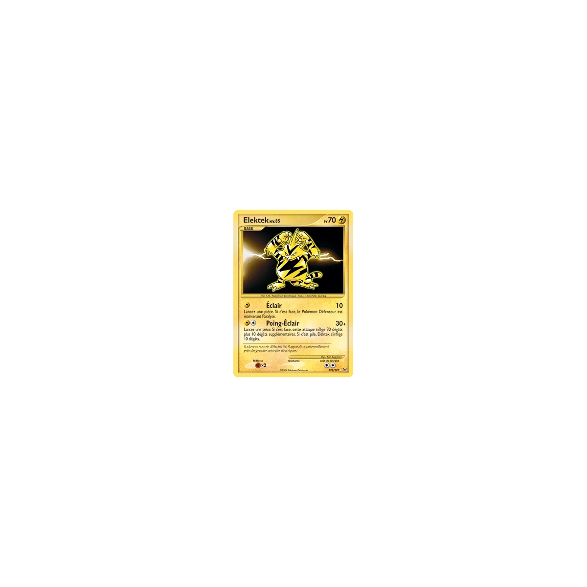 Carte Elektek - Holographique rare NIV.X de Pokémon Platine 128/127