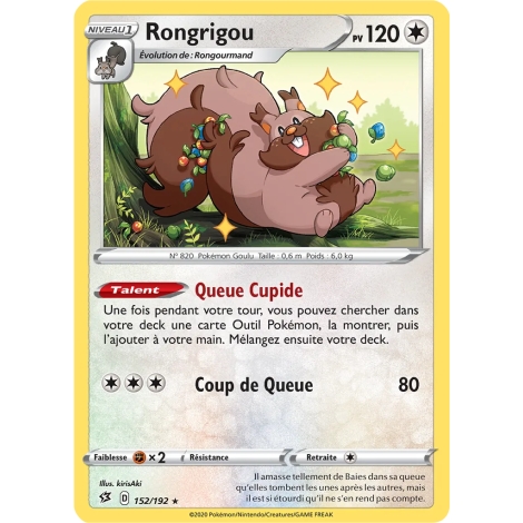 Rongrigou 152/192 : Joyau Rare (Brillante) de l'extension Pokémon Épée et Bouclier Clash des Rebelles