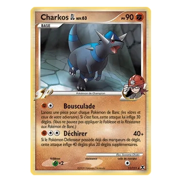 Carte Charkos - Holographique rare de Pokémon Platine Rivaux Émergeants 11/111