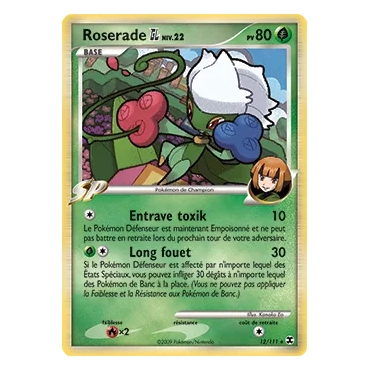 Roserade 12/111 : Joyau Holographique rare de l'extension Pokémon Platine Rivaux Émergeants