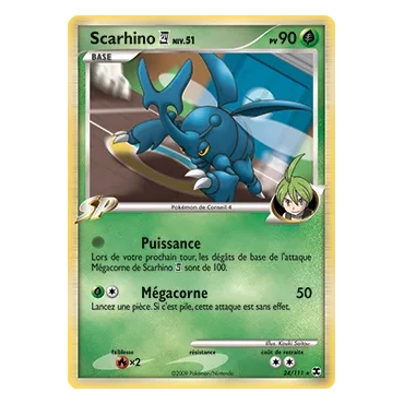 Découvrez Scarhino, carte Rare (Brillante) de la série Platine Rivaux Émergeants