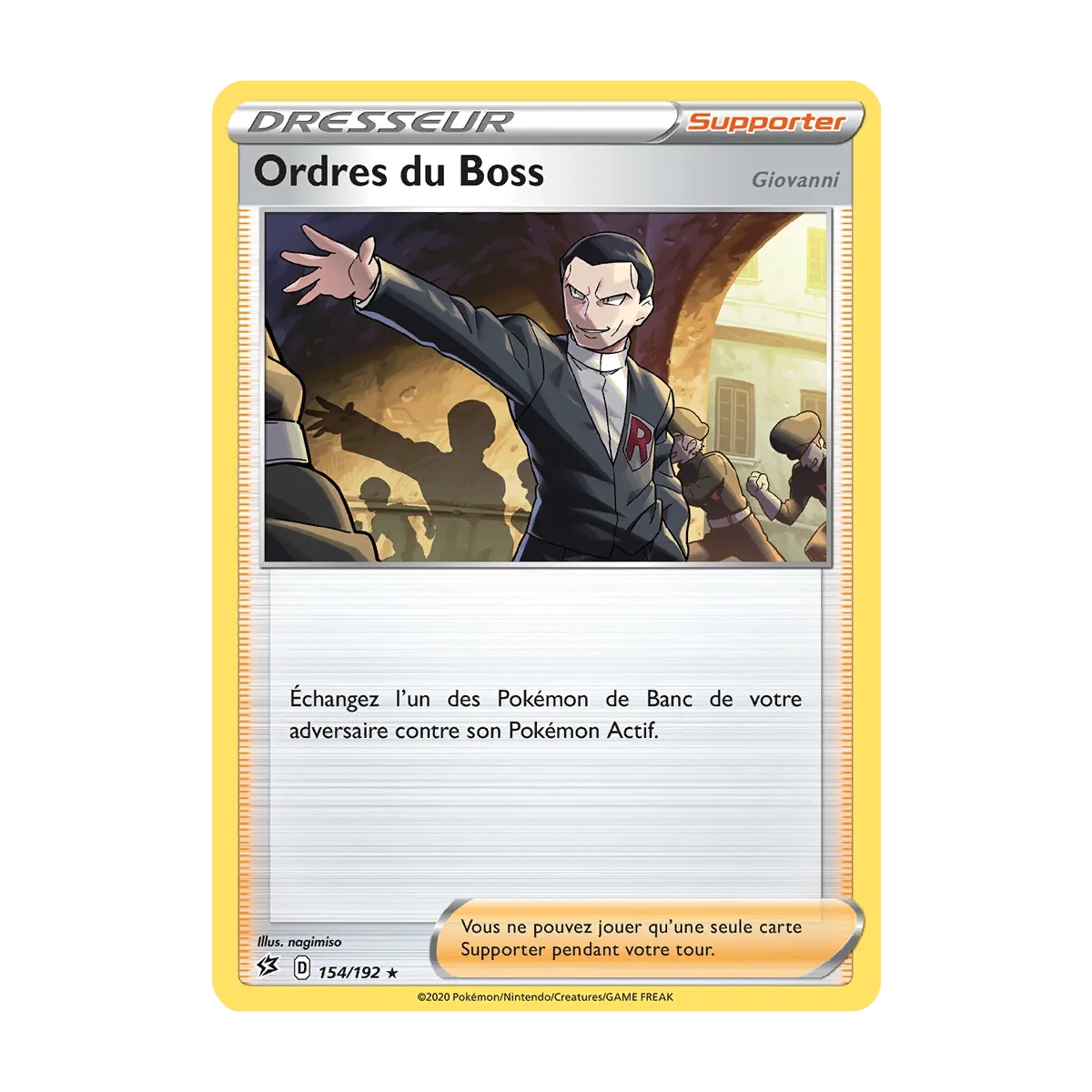 Ordres du Boss 154/192 : Joyau Holographique rare de l'extension Pokémon Épée et Bouclier Clash des Rebelles