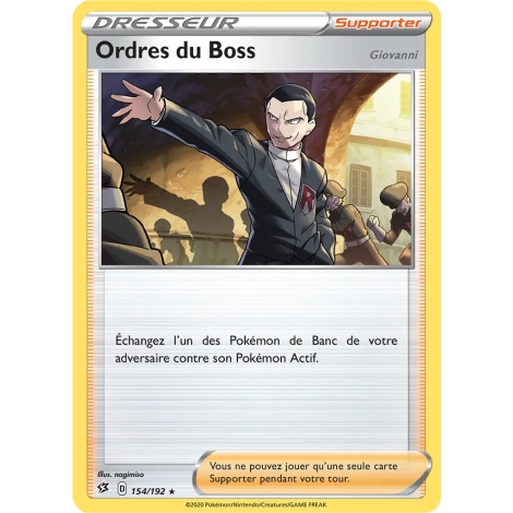 Ordres du Boss 154/192 : Joyau Holographique rare de l'extension Pokémon Épée et Bouclier Clash des Rebelles