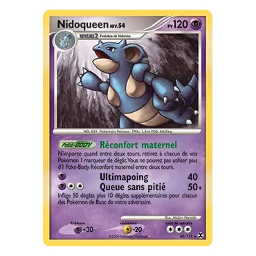 Découvrez Nidoqueen, carte Rare (Brillante) de la série Platine Rivaux Émergeants