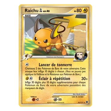 Carte Raichu - Rare (Brillante) de Pokémon Platine Rivaux Émergeants 31/111