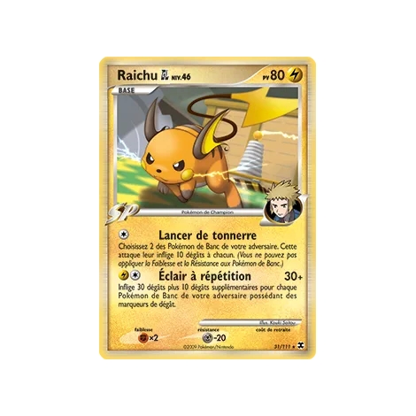 Carte Raichu - Rare (Brillante) de Pokémon Platine Rivaux Émergeants 31/111