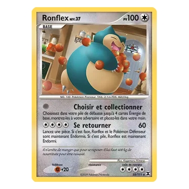 Ronflex 33/111 : Joyau Rare (Brillante) de l'extension Pokémon Platine Rivaux Émergeants