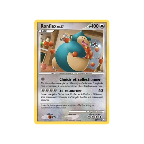 Ronflex 33/111 : Joyau Rare (Brillante) de l'extension Pokémon Platine Rivaux Émergeants