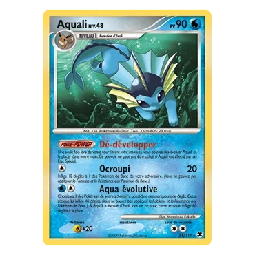 Aquali 34/111 : Joyau Rare (Brillante) de l'extension Pokémon Platine Rivaux Émergeants