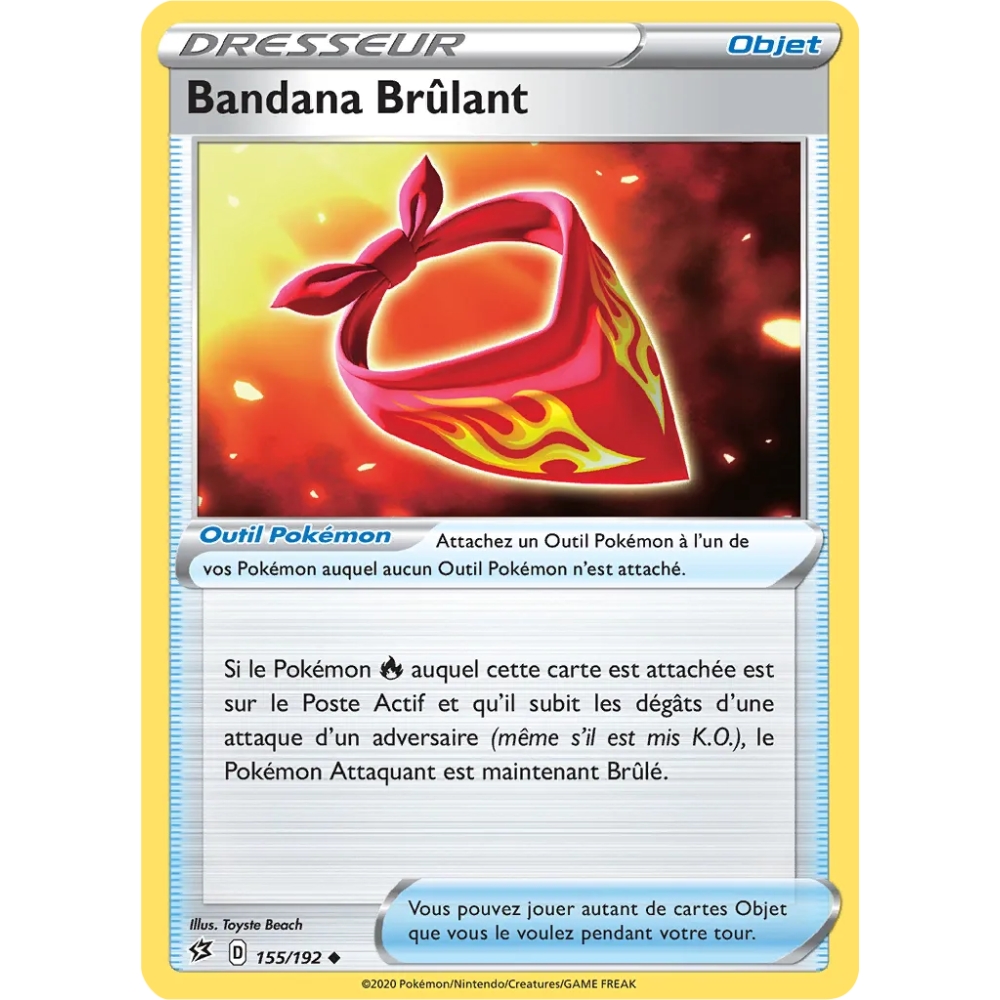 Carte Bandana Brûlant - Peu commune (Brillante) de Pokémon Épée et Bouclier Clash des Rebelles 155/192