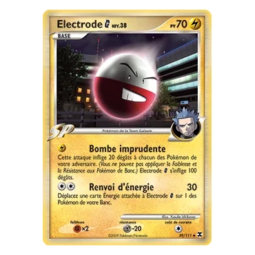 Electrode 39/111 : Joyau Peu commune (Brillante) de l'extension Pokémon Platine Rivaux Émergeants