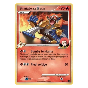 Carte Simiabraz - Peu commune (Brillante) de Pokémon Platine Rivaux Émergeants 43/111