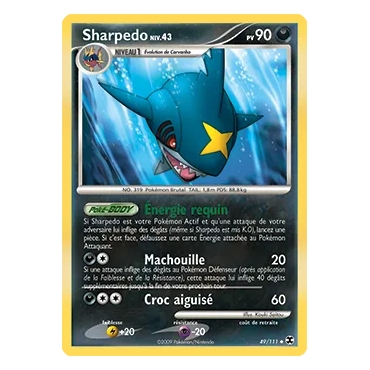 Carte Sharpedo - Peu commune (Brillante) de Pokémon Platine Rivaux Émergeants 49/111