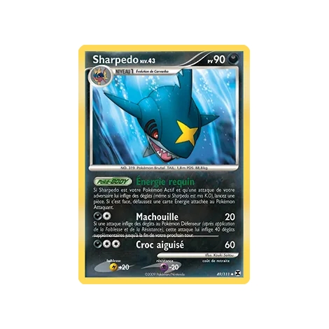 Carte Sharpedo - Peu commune (Brillante) de Pokémon Platine Rivaux Émergeants 49/111