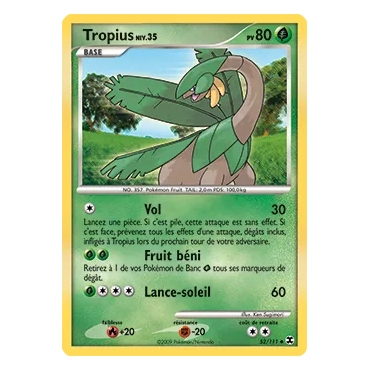 Carte Tropius - Peu commune (Brillante) de Pokémon Platine Rivaux Émergeants 52/111