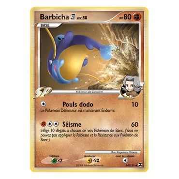 Barbicha 54/111 : Joyau Peu commune (Brillante) de l'extension Pokémon Platine Rivaux Émergeants