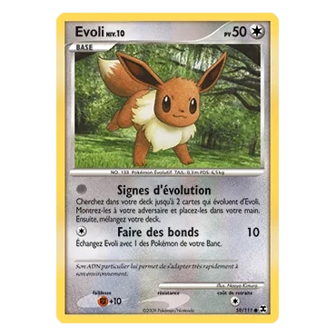 Découvrez Evoli, carte Commune (Brillante) de la série Platine Rivaux Émergeants