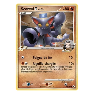 Scorvol 62/111 : Joyau Commune (Brillante) de l'extension Pokémon Platine Rivaux Émergeants