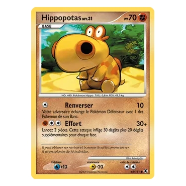 Hippopotas 64/111 : Joyau Commune (Brillante) de l'extension Pokémon Platine Rivaux Émergeants
