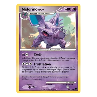 Découvrez Nidorino, carte Commune (Brillante) de la série Platine Rivaux Émergeants