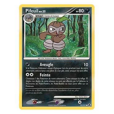 Carte Pifeuil - Commune (Brillante) de Pokémon Platine Rivaux Émergeants 75/111