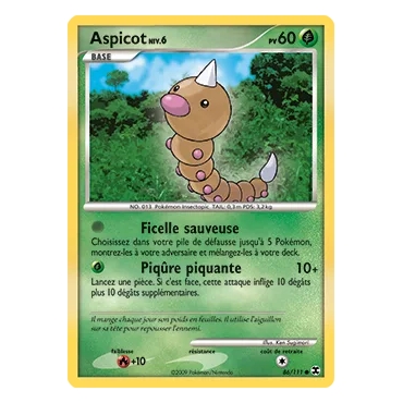Aspicot 86/111 : Joyau Commune (Brillante) de l'extension Pokémon Platine Rivaux Émergeants