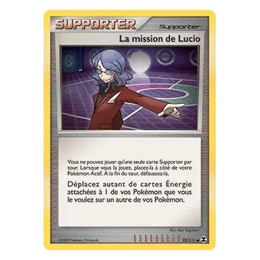 Carte La mission de Lucio - Peu commune (Brillante) de Pokémon Platine Rivaux Émergeants 92/111