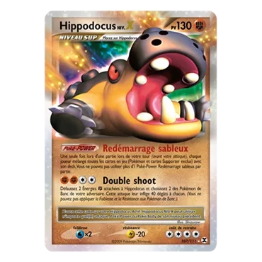Hippodocus NIV.X 107/111 : Joyau Holographique rare NIV.X de l'extension Pokémon Platine Rivaux Émergeants
