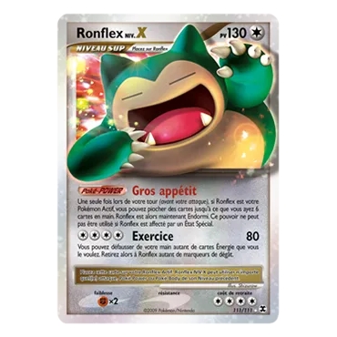 Carte Ronflex NIV.X - Holographique rare NIV.X de Pokémon Platine Rivaux Émergeants 111/111