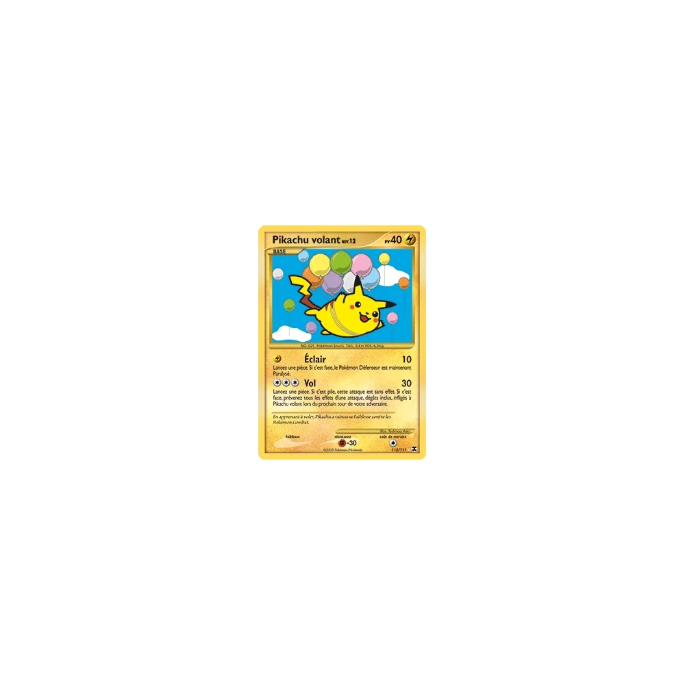 Pikachu volant 113/111 : Joyau Holographique rare de l'extension Pokémon Platine Rivaux Émergeants