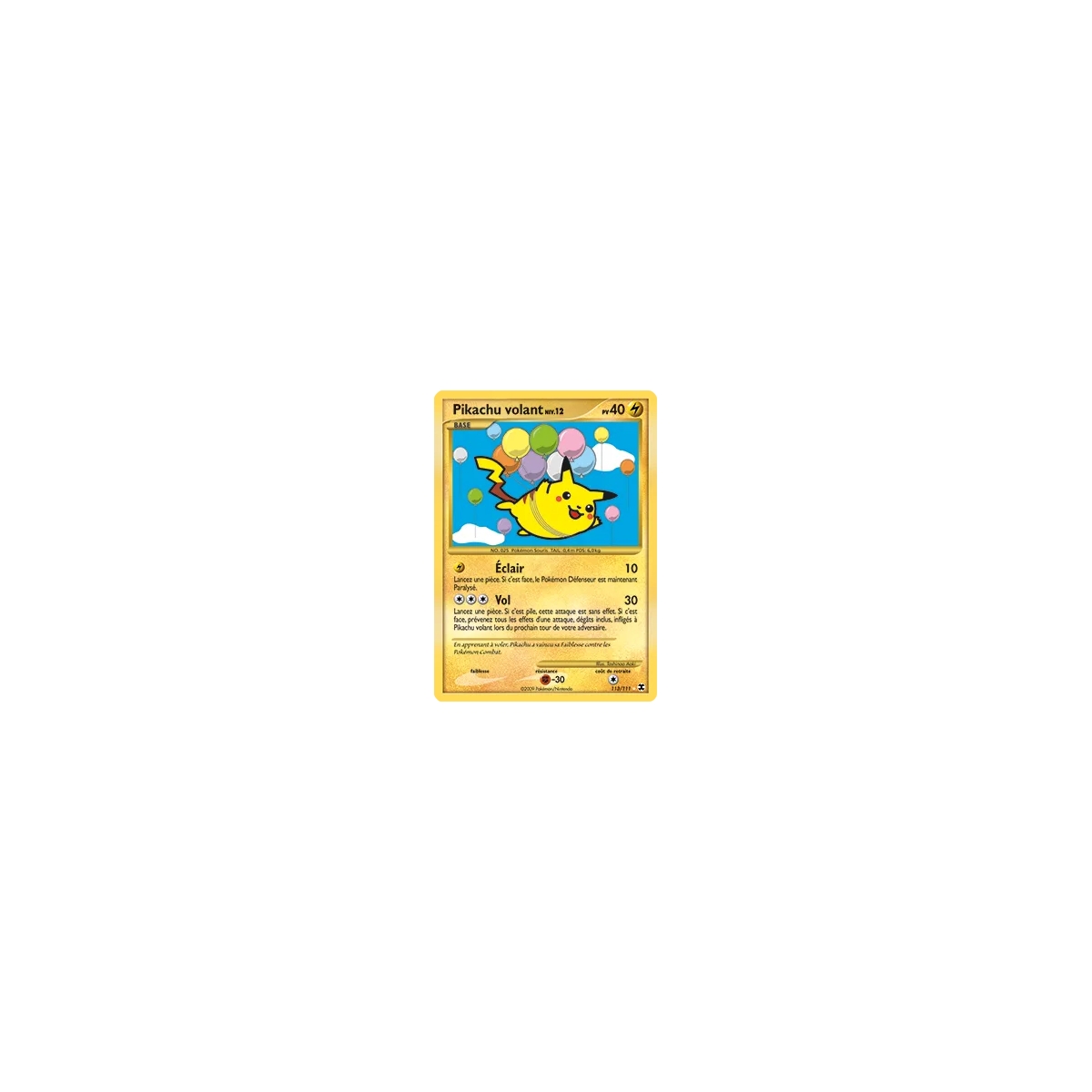 Pikachu volant 113/111 : Joyau Holographique rare de l'extension Pokémon Platine Rivaux Émergeants