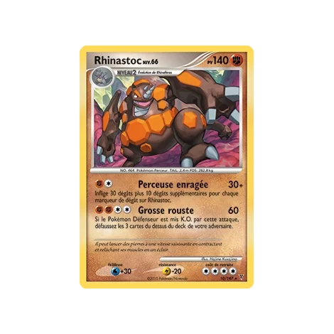 Carte Rhinastoc - Holographique rare de Pokémon Platine Vainqueurs Suprêmes 10/147