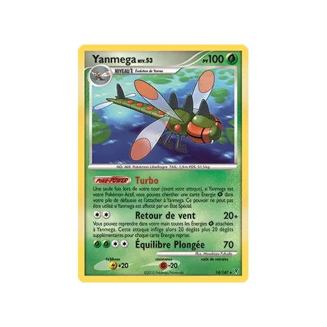 Carte Yanmega - Holographique rare de Pokémon Platine Vainqueurs Suprêmes 14/147