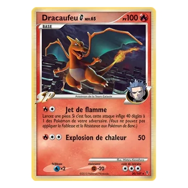 Dracaufeu 20/147 : Joyau Rare (Brillante) de l'extension Pokémon Platine Vainqueurs Suprêmes